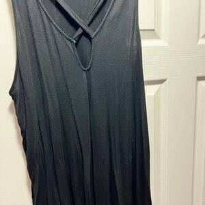 Black cotton sleeveless t-shirt